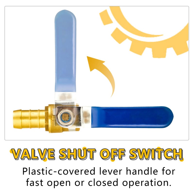 Yoebor Metalwork Forged Brass Full Port Shut Off PEX Ball Valve, 5/8" Barb x 5/8" Barb, 90 Degree, 2 Pcs - Image 2